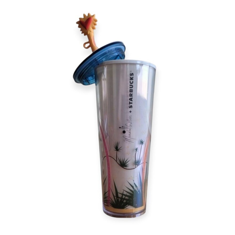 Starbucks Manuela Guillen Heart Straw Topper Tumbler 24oz Venti NWT Rare Collect